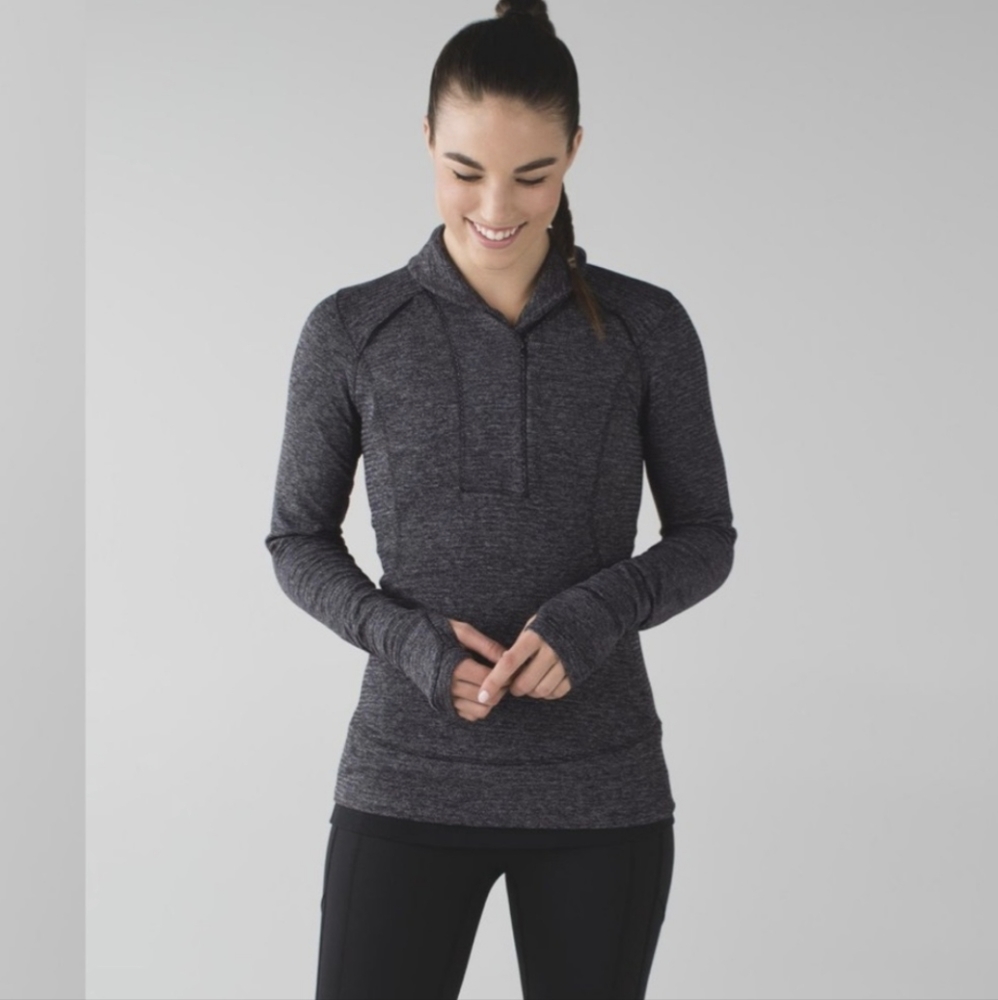 Lululemon Rulu Think Fast Long Sleeve Heathered Herringbone - Heathered Black